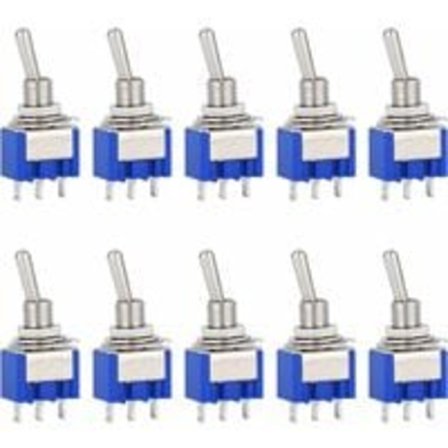 10 kpl AC 125V 6A 3-napainen mini-keinukytkin 2-asentoinen Arduinolle