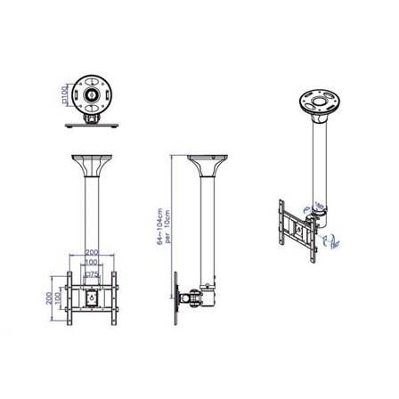VALUE Lcd Tv Ceiling Mount 3 Joints