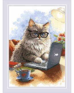 Broderikit Billede Smart kat - Riolis