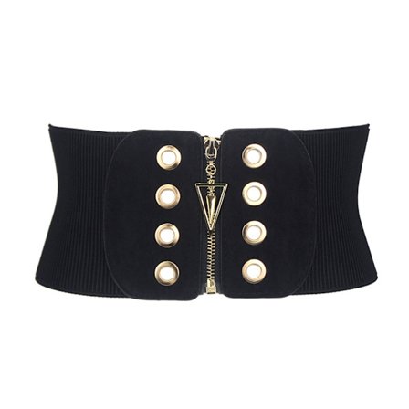 Retro Vintage Belte Elastisk Belte Dame Tilbehør Glidelås Belte Stretchy Belte for Kjole 12cm Bredt Belte