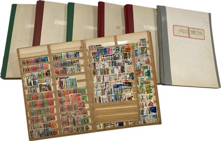 Hele verden - frimärkssamling i 7 indstiksbøger