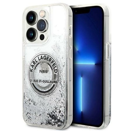 Karl Lagerfeld KLHCP14LLCRSGRS iPhone 14 Pro 6.1 "hopea / hopea kovakotelo Liquid Glitter RSG