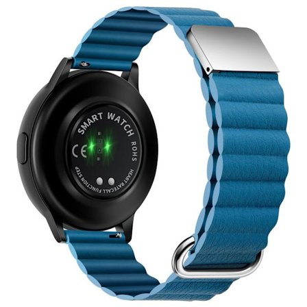 22mm Universal litchi-tyylinen aito nahkaranneke - Hopea Solki / Sininen