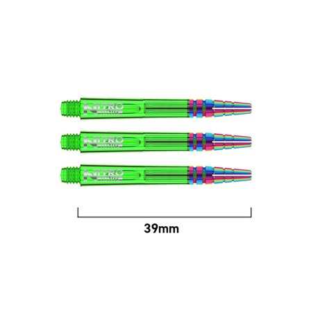 Red Dragon Darts Nitrotech Ionic Shafts 39mm - 2 Sets (6 shafts) Polycarbonate Green/Red/Blue shafts for steel tip darts accessories