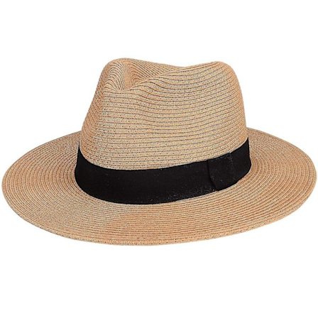 Traditionel sammenrullelig Panama-hat med bred skygge, åndbar sommerhat i håndlavet strå, Fedora solhatte til mænd