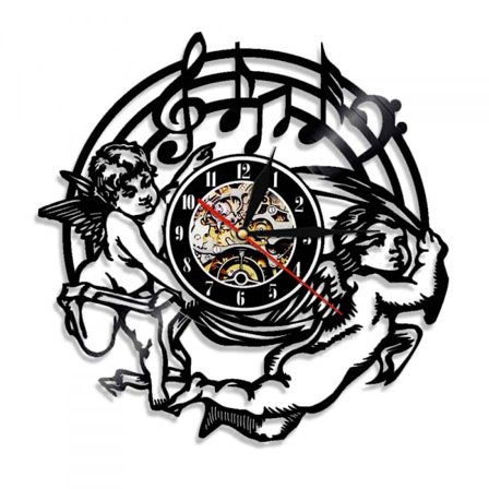 Musik Vinyl Plade Vægur - Engel Vægur - Engel Vinyl Ur - Stuevægsdekoration - Unikke Gaver til Musikelsker