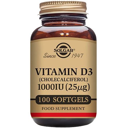 Solgar D3-vitamin 25 mcg softgel (1000 i.u.) 100 g, Helse & Madvarer, Vitaminer, D-vitamin