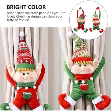 *2 stk. Julegardin Spænder Nisse Gardin Spænde Holder Julemand Cu*