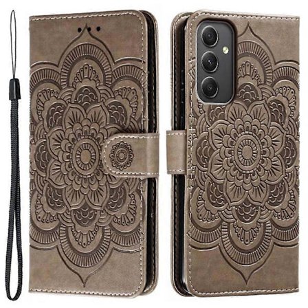 Samsung Galaxy A56 5G Etui - PU Læder Mandala Præget Wallet Etui Multicolor Grå