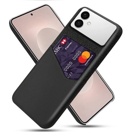 Mobilskal till Samsung Galaxy S26 Edge PU Läder Klädtextur Hård PC - Svart