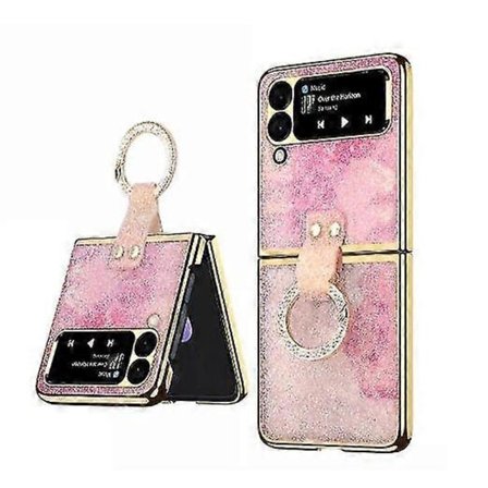 Glitterdeksel Kompatibelt med Samsung Galaxy Z Flip 3 med Ring Kickstand Holder Rhinestone, Skinnende Støttedeksel