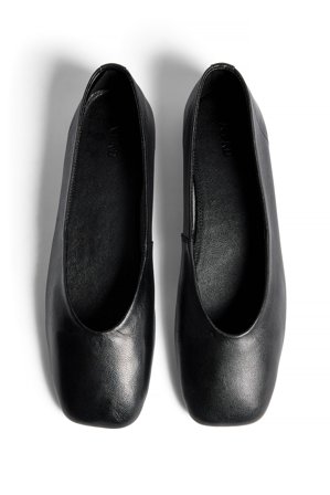 NA-KD - Uforede ballerinasko i skinn - Lave sko - Svart - EU 36