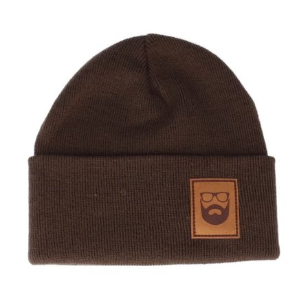 Bearded Man - Brun cuff Beanie - Logo Patch Chocolate Brown Beanie @ Hatstore