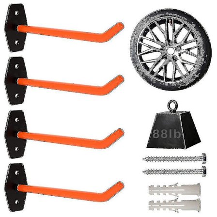 4 stk Garasje Kroker Heavy Duty Veggmontert, Dekk Oppbevaringssystem Med Anti-Skli Belegg, Heng Tungt Verktøy