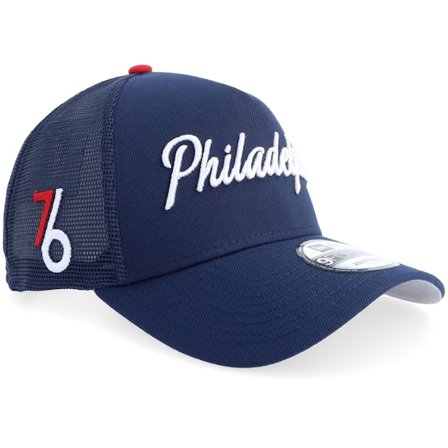 New Era - NBA Blauw trucker Cap - Philadelphia 76ers NBA Ce 9FORTY A-Frame Trucker @ Hatstore