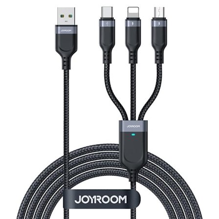Joyroom USB-C/Lightning/Micro USB -kaapeli 3-in-1 Multi-Use 30cm