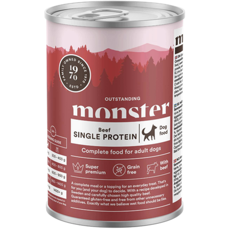 Monster Pet Food - Dog Adult Single Beef Burk 400 g - Hund - Hundefôr & hundemat - Våtfôr & våtmat - ZOO.no
