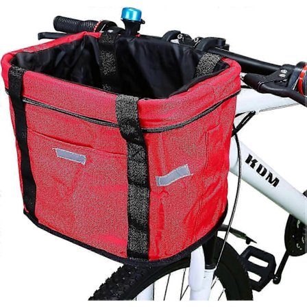 Cykelkurv, Foldbar Cykelforkurv Aftagelig Styrkurv Taske Til Små Hunde, Indkøb, Rejser, Picnic, 31 x 24 x 8 cm (Rød)