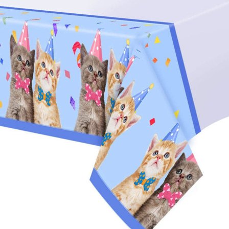 IC 2-pack katt-tema bordsduk 52" x 90", söta djurdesign Perfekt för festtillbehör