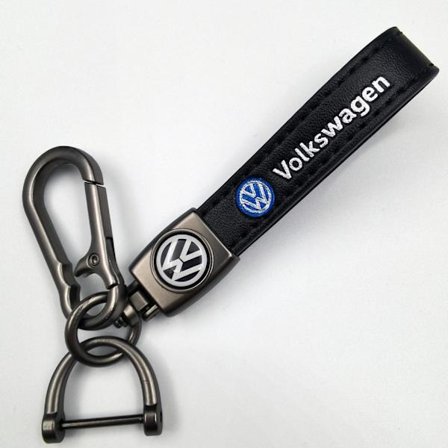 Lædernøglering til bil, cykel, metalfinish | Robust nøglering | Nøglering og krogbeslag i sølv Sølvfarvet hardware Silver Hardware Volkswagen