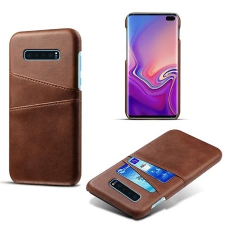 Crazy Horse Skal med 2 Kortfack till Samsung Galaxy S10 Plus - Brun