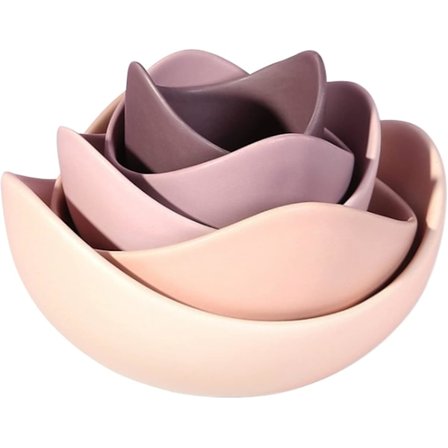 Salatskåle, 5 pakker serveringsskåle i porcelæn, lotusformede pastas skåle, tåler opvaskemaskine og mikrobølgeovn