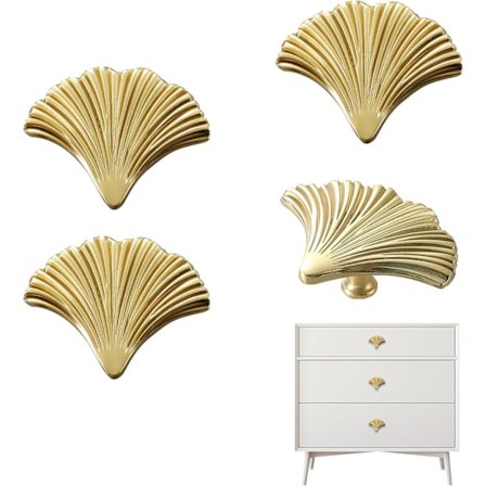 4 stk. Guld Skabsknopper, Messing Dørknopper, Guld Skabsknopper, Enkelt Huls Skabsdørhåndtag, Vintage Møbelknopper, Guld Køkkenbeslag