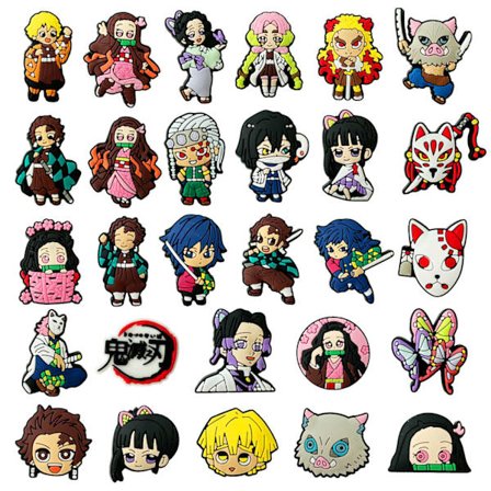 25 stk. Demon Slayer Shoe Charms - Kamado Tanjirou & Blomstertilbehør til Crocs - Børnegaver