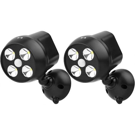 Batteridriven Utomhus LED Säkerhetslampa 2-pack, PIR Rörelsesensor Spotlight, Väderbeständig Utomhus Vägglampa för Trädgårdgångar