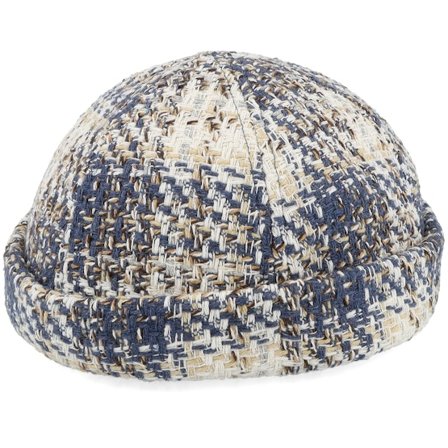 Upfront - Blue - docker - Beanie - Anker Checked Dusty Blue Docker - Hatstore