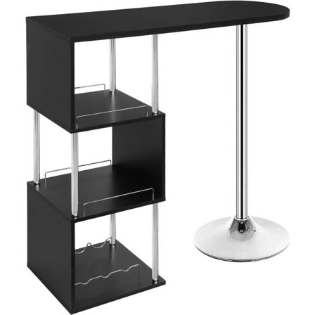 Rootz Modern S-muotoinen baaripöytä - Säilytysbaaripöytä - Viinitelinepöytä - Tilaa säästävä - Kestävä - Helppo huoltaa - 113cm x 105cm x 40cm