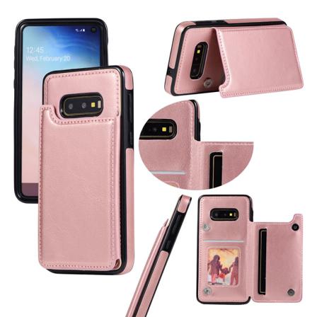 Nkobees Eleganta Läderskal Med Kortfack - Samsung Galaxy S10e Rosaröd