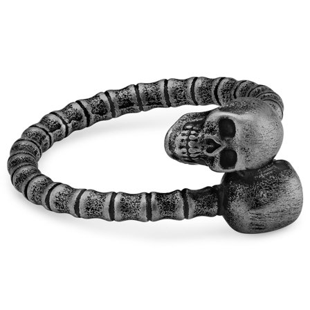 Aspero | Bague tête de mort en acier inoxydable gris pour hommes - Bagues "têtes de mort"