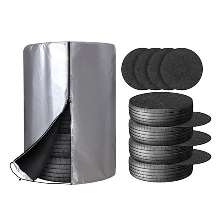 Auton rengaspeitteet, rengassäilytyspussi, johon mahtuu 4 rengasta, 210D Oxford-hopeapinnoite, 80 x 117 cm, 4 huopaalustaa