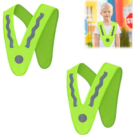 Reflekterende vest, Høy synlighet vest for barn, 2 stk reflekterende vest for barn, Høy synlighet sikkerhetsvest, Sikkerhetsulykkeforebyggende vest, 