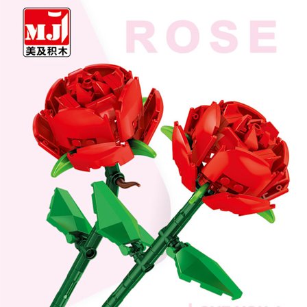 Byggklossar, rosbuketter, eviga blommor, collagegåva för flickor, belysning, rosor utan ask