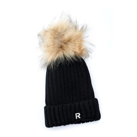 Rockandblue rockn blue hat pom pom beanie - sort natur fake Sort, Dame Accessories, Størrelse: ONE Size