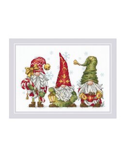 Broderikit Tavla Tre Jultomtar - Riolis