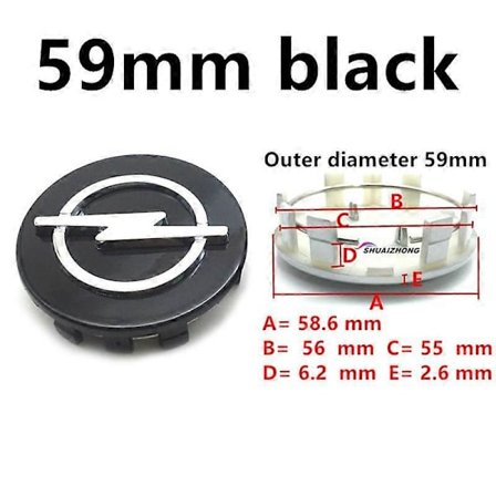 4 stk. Opel 56mm 59mm 60mm 64mm 68mm Bil Hjul Center Nav Kapsler Sort Sølv Fælge Dækker Auto Logo Badge Emblem Dele Tilbehør
