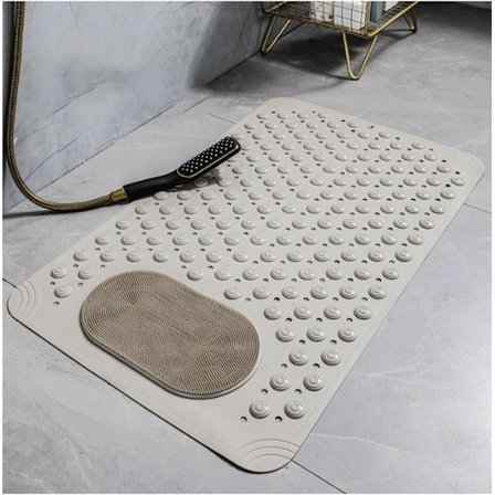 Sklisikker dusjmatte for badekar – Anti-skli badematte med sugekopper og dreneringshull, fotpleie for hjem og bad_TF_TF