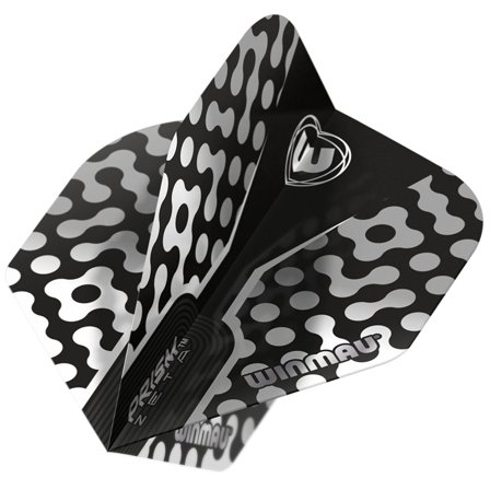 Winmau Dart Flights Zeta Prism 100 Micron 3 Sets Black Grey White, Professional Player Flights, Replacement Flights
