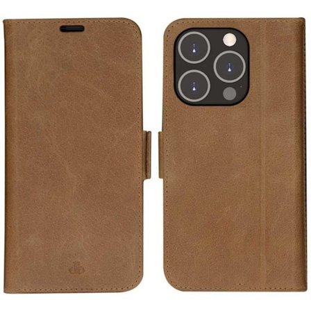 Étui portefeuille - dbramante1928 - København - Patineret brun læder - Kompatibel med iPhone 14 Pro - Vintage