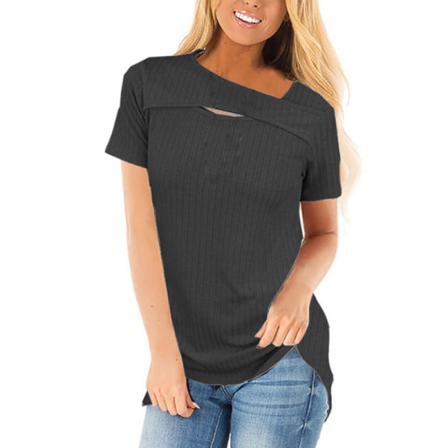 Kortärmad T-shirt För Kvinnor Med Rund Hals