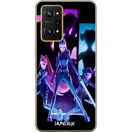 Yhteensopiva Puhelinkuori Realme Realme GT Neo 3T Tulevaisuutta ennustava tyttöryhmän kuva, jossa on neonvaloja ja voimakkaita värejä sci-fi-estee