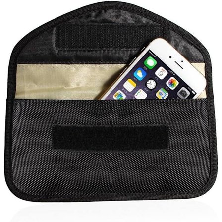Skyddande canvas anti-strålning anti-spårning anti-spion signal blockerande väska combo funktion mobiltelefon väska svart