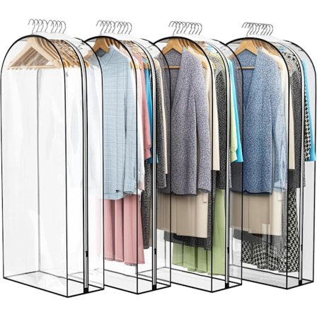 4-pakning med klesposer med glidelås for oppbevaring i skapet, 50 tommer lang