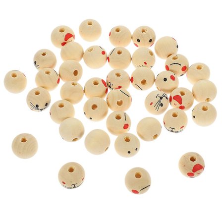 100 Smiley Face Beads DIY Trä Smiley Face Beads Craft Smyckestillverkning Lösa Pärlor (2X2 cm, som visas i figur 2)
