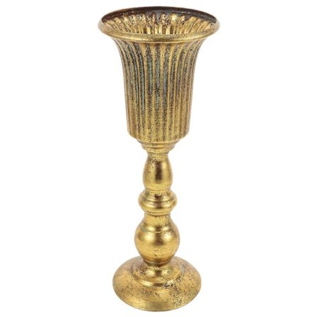 Vintage Metal Blomstervase Gylden Farve Konstruktion Blomsterarrangement Beholder 1 stk