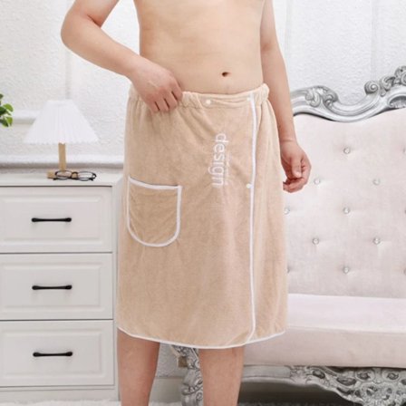 Pehmeä mikrokuitukylpytakki miesten kylpypyyhe KHAKI