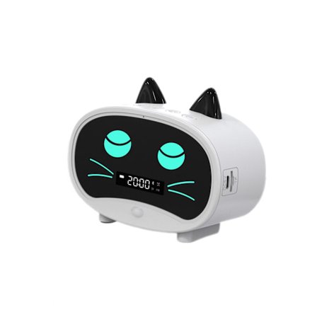 JUSTUP Søvntræningsur Vækkeur Trådløs Bluetooth Højttaler Vækkeur Bærbar Sød Stereo til Børn Piger Drenge Soveværelse --- Hvid A